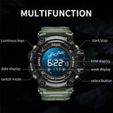 Men's Army Sports Watch, Fashionable Waterproof LED Wristwatch with Countdown and Dual Time Display, Date Function