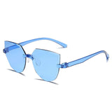 Fresh Women's Cat Ear Sunglasses - Frameless Jelly Transparent Design, Retro Ocean All-in-One Piece in Candy Colors