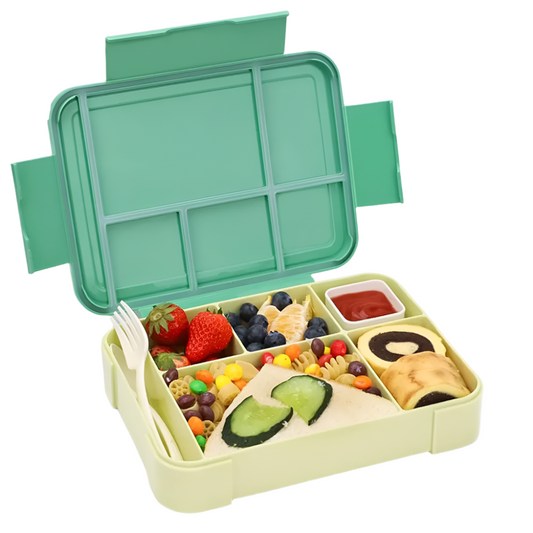 1330ML Durable Leak-Proof Bento Lunch Box – 6-Section Food Organizer with Included Cutlery for Children and Adults | Ideal for School Meals