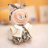 Mini Plush Doll's Clothes Outfit Accessories For Labubu V1 V2 Idol Dolls Berry Pattern Dress Knitted Cardigan Clothing Gift