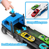 Engineering Transport Carrier Truck Toys for Kids: Folding Metal Vehicle with Light and Sound Effects, Race Cars—Perfect Birthday Gift