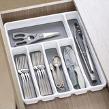 Plastic 6 Compartment Silverware Drawer Organizer Non Slip Utensil Tray Narrow Kitchen Cutlery Tray Drawer Organizers