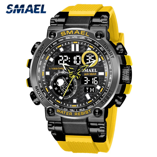 Men’s Dual Time Luxury Military Watch – Waterproof, Shock-Resistant Digital Sport Wristwatch