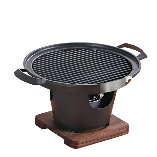 Mini Japanese BBQ Grill: Smokeless Alcohol Stove for One, Outdoor Roasting Cooker with BBQ Oven Plate