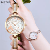 MEGIR Luxury Diamond Ladies Quartz Watch: Stylish Steel Bracelet Timepiece for Women