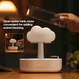 Cloud-Shaped Air Humidifier: Electric Essential Oil Diffuser with Ultrasonic Mist, Colorful Night Light, and White Noise Raindrops