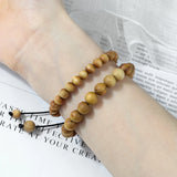 Men's High-Quality Cliff Cypress Wooden Beads Bracelet – Handmade Stretch Meditation Jewelry for Healing & Yoga | 6/8/10mm