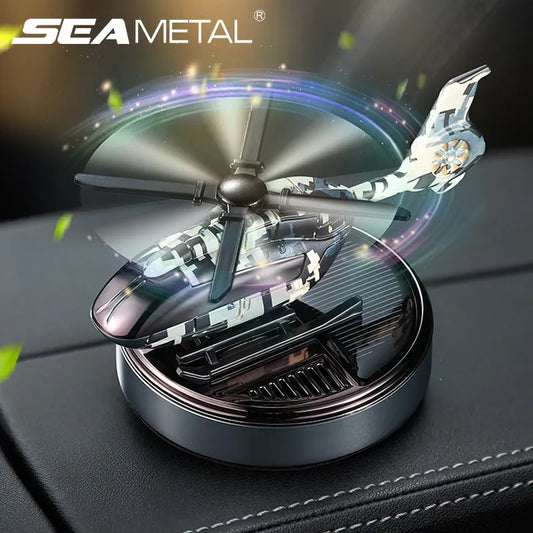 SEAMETAL Car Solar Air Freshener with Automatic Rotation and Camouflage Helicopter Design - Eliminate Odors with Essential Oils