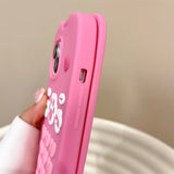 Adorable 3D Cat Paw and Heart Button Silicone Phone Case for iPhone 11, 12, 13, 14, 15 Pro Max