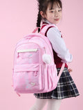 Charming Light-Colored School Backpack - Spacious Book Bag for Children - Girls' Travel Shoulder Bag - Elementary Student Backpack with Ample Capacity