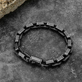 Men's Punk Biker Chain Bracelet – Matte Vintage Oxidized Black Heavy Link with Motorcycle Style Stainless Steel Bangle