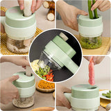 Wireless Multifunctional Electric Food Chopper Set, Vegetable Cutter, Garlic Press, Masher, and Slicer