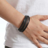 Men's Fashion Hand-Woven Multilayer Leather Bracelet – Stainless Steel Accessory | New Style Classic Gift