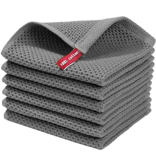 6-Piece Honeycomb Absorbent Cleaning Towels: No-Trace Solution for Kitchen and Tableware Cleaning