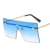 Luxury Oversized Rimless Sunglasses for Women with Metal Gradient Lenses - Fashionable UV400 Eyewear Shades