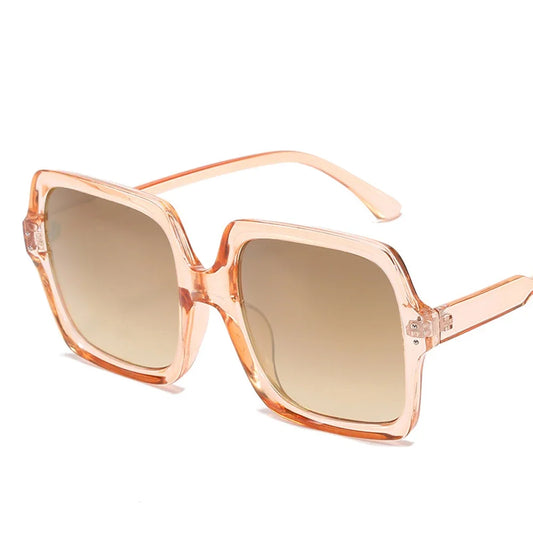 Luxury Oversized Square Sunglasses for Women - Big Black Frame, Fashionable Gradient Lenses, Female Eyewear
