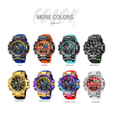 Men's Dual Time Sport Watch - Waterproof, Digital-Analog Military Wristwatch with Silicone Strap and Luminous Display