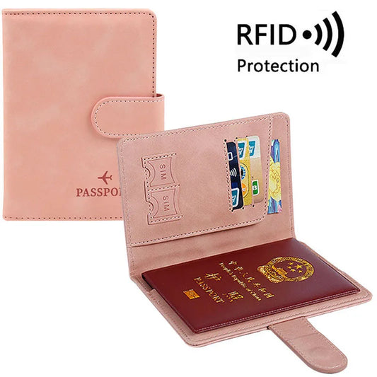 Passport Wallet with Multi-Card Holder: PU Leather Buckle Travel Wallet for Men and Women, Anti-Magnetic Passport Folder Cover