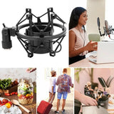 Professional Microphone Shock Mount with Adjustable Spider Clip for Broadcast Recording, Studio Condenser Mic Holder