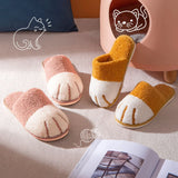 Cute Cat Paw Slippers for Couples – Winter Padded Indoor Slippers with Anti-Slip Soft Bottom | Cozy Cartoon Casual Footwear