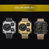 MEGIR Fashion Square Men's Quartz Sport Waterproof Leather Watch