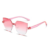 Fresh Women's Cat Ear Sunglasses - Frameless Jelly Transparent Design, Retro Ocean All-in-One Piece in Candy Colors