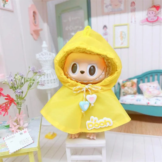 Hooded Jumpsuit Poncho Outfit for 17cm Labubu – Cute Mini Plush Doll Clothes & Accessories for Fans and Dress-Up Gifts