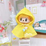 Hooded Jumpsuit Poncho Outfit for 17cm Labubu – Cute Mini Plush Doll Clothes & Accessories for Fans and Dress-Up Gifts