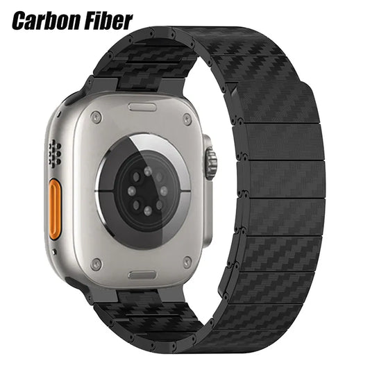 Exquisite Carbon Fiber Magnetic Bracelet for Apple Watch - Compatible with Various Sizes and Series (8, 7, 6, 5, SE, 4)