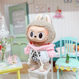Hooded Jumpsuit Poncho Outfit for 17cm Labubu – Cute Mini Plush Doll Clothes & Accessories for Fans and Dress-Up Gifts