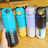 500ml/680ml Color-Changing Stainless Steel Vacuum Flask – Portable Thermal Bottle with Straw for Adults & Students