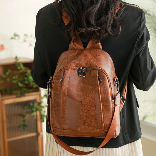 Stylish PU Leather Fashion Backpack for Women: Vintage Travel Bag with Shoulder Strap, Perfect as a Casual Work Backpack or Gift