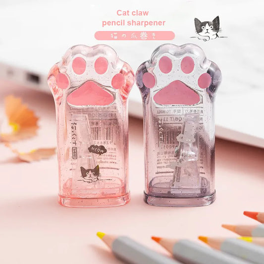 Adorable Cat Claw Pencil Sharpener Case: Perfect for Kids' School Supplies Gifts.