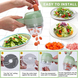 Wireless Multifunctional Electric Food Chopper Set, Vegetable Cutter, Garlic Press, Masher, and Slicer