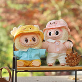 Labubu Doll Duck & Rabbit Outfit Set – 17cm Plush Clothes with Yarmulke Hat, Shirt, and Pants Three-Piece Accessories for Cute Styling