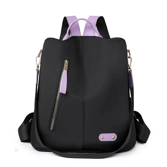 Chic Black Anti-Theft Backpack for Women: Fashionably Simple and Ideal for Casual Travel, Perfectly Waterproof for On-the-Go Adventures