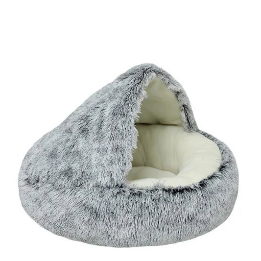 Soft Plush Pet Bed with Cover Round Cat Bed Pet Mattress Warm Cat Dog 2 in 1 Sleeping Nest Cave for Small Dogs