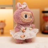 Labubu Idol Doll Wedding Dress – 17cm Rose Butterfly Gown Outfit Accessories for Mini Plush Dolls DIY Gift