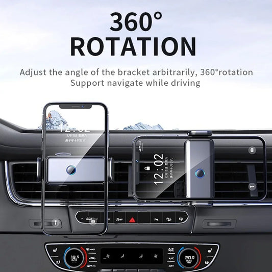 Smart Electric Lock Car Phone Holder with 360° Rotation, Auto Clamping Mobile Phone Support