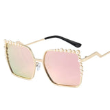 Elegant Oversized Square Sunglasses for Women - Designer Brand Fashion Shades with Pearl Details, Large Square Frames