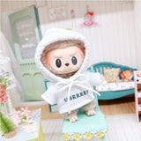 Hooded Jumpsuit Poncho Outfit for 17cm Labubu – Cute Mini Plush Doll Clothes & Accessories for Fans and Dress-Up Gifts