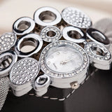 Luxury Fashion Bracelet Watch for Women - Elegant Rhinestone Inlays, Mesh Band, Casual Quartz Timepiece, Dress Wristwatch