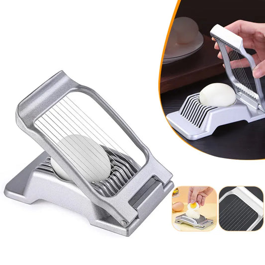 Heavy-Duty Egg Slicer for Hard-Boiled Eggs and Strawberries – Aluminum and Stainless Steel Wire Slicer for Soft Fruits