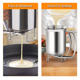 2-in-1 Unbreakable Stainless Steel 680ml Batter Dispenser with Squeeze Handle, Pancake Pourer, and Mixing Baking Tool