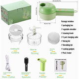Wireless Multifunctional Electric Food Chopper Set, Vegetable Cutter, Garlic Press, Masher, and Slicer