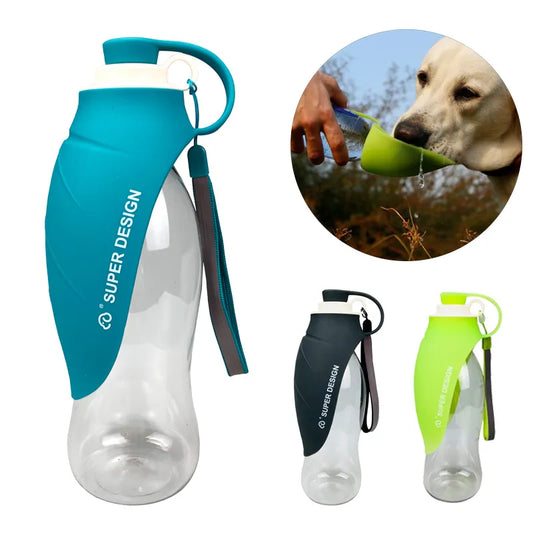 Portable 580ml Pet Water Bottle: Soft Silicone Leaf Design Travel Bowl for Dogs and Cats, Ideal for Outdoor Drinking Dispenser