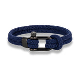 Men's Trendy Sailor Rope Bracelet – Nautical Survival Shackle with Black Stainless Steel Sport Buckle