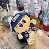 Labubu Doll Denim Outfit Set – 17cm Cowboy Hat, Denim Jacket, White T-Shirt & Khaki Shorts Fashion Clothes for Plush Dolls