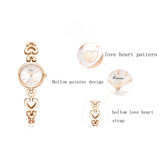 Love Heart Bracelet Dress Watch for Women - Quartz Movement from Japan, Alloy Shell with Stainless Steel Ladies Wristwatch