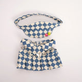 17cm Labubu Doll Checkerboard Tennis Outfit Set – Suspender Pants & Shirt Trendy Fashion Clothes for Baby Pendant Dolls